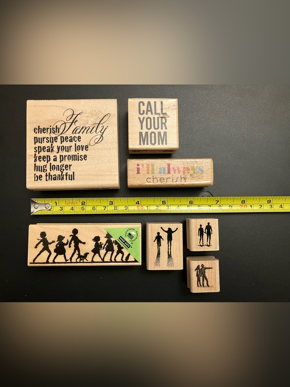 Wooden Sentiment Stamp Set - Natural Wood